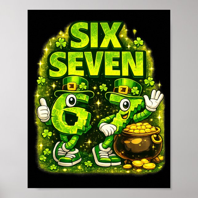 Six seven lucky shamrock 67 st patricks day boy poster (Front)