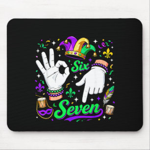Six Seven Mardi Gras 67 Hand Gesture Meme _1 Mouse Mat