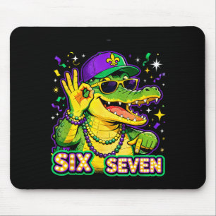 Six Seven Mardi Gras Gator Funny 67 Meme Quote _1 Mouse Mat