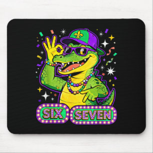 Six Seven Mardi Gras Gator Funny 67 Meme Quote  Mouse Mat