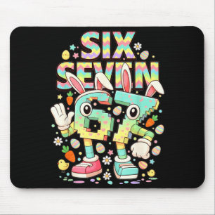 Six seven meme 67 brainrot funny easter bunny men mouse mat