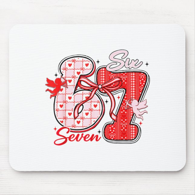 Six Seven Meme 67 Coquette Bow Valentines Women Gi Mouse Mat (Front)