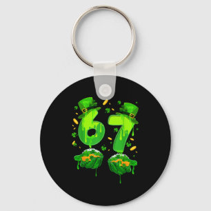 Six seven meme 67 st patrick's day shamrock key ring