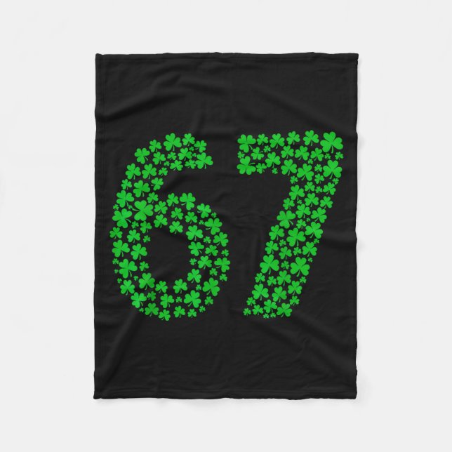 Six Seven Meme 67 St Patrick's Day Shamrocks Men W Fleece Blanket (Front)