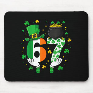 Six Seven Meme 67 St Patricks Day Shamrocks Men Wo Mouse Mat