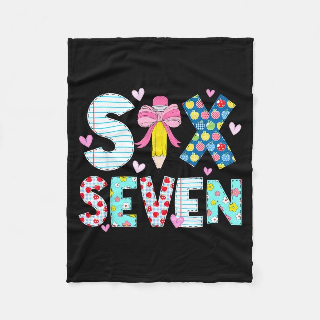 Six Seven Meme 67 Teacher Women Students Kids 6-7  Fleece Blanket (Front)