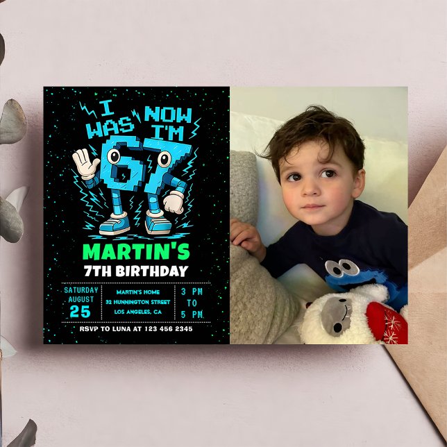 Six Seven Meme 6 7 Birthday Photo Invitation (Creator Uploaded)