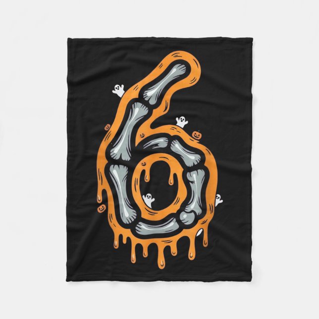 Six Seven Meme 6 7 Skeleton Halloween Costume Coup Fleece Blanket (Front)