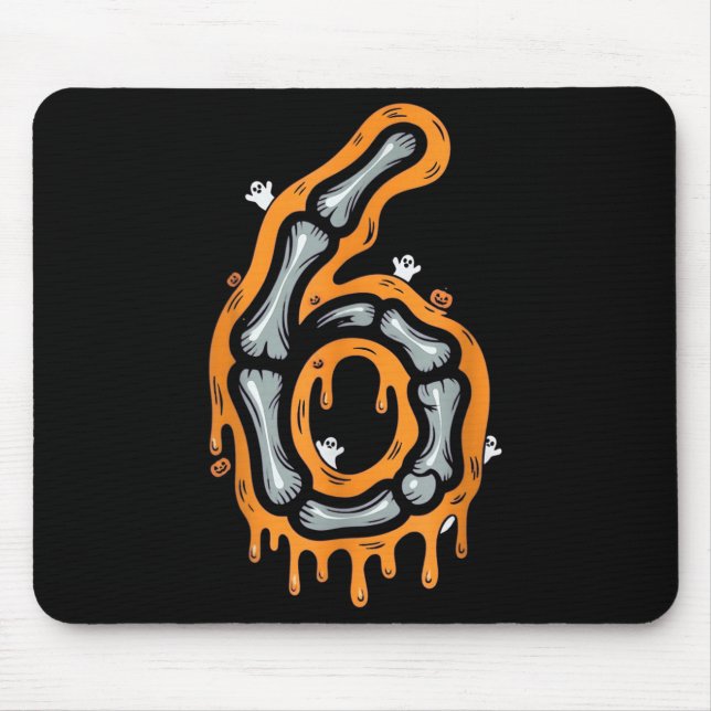 Six Seven Meme 6 7 Skeleton Halloween Costume Coup Mouse Mat (Front)