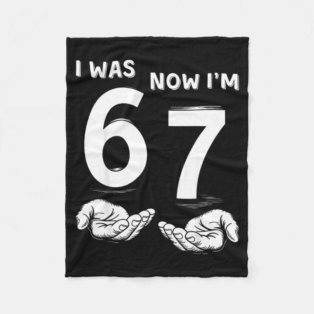 Six Seven Meme 7 Year Old Birthday Shirt Was 6 Now Fleece Blanket (Front)