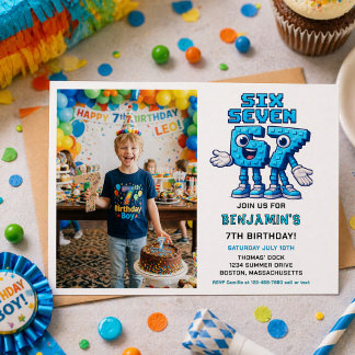 Six Seven Meme 7th Birthday Party | Funny Trendy Invitation