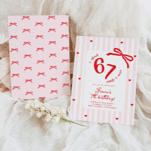 Six Seven Meme 7th Kids Birthday Handdrawn bow Invitation