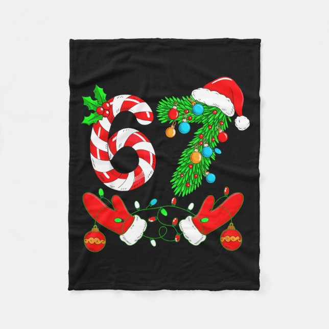 Six Seven Meme Christmas 67 Santa Christmas  Fleece Blanket (Front)