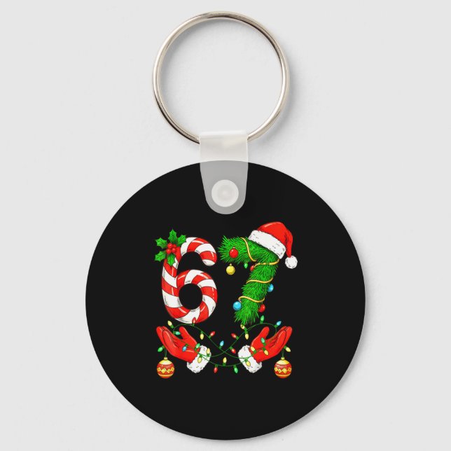 Six Seven Meme Christmas 67 Santa Funny Christmas  Key Ring (Front)