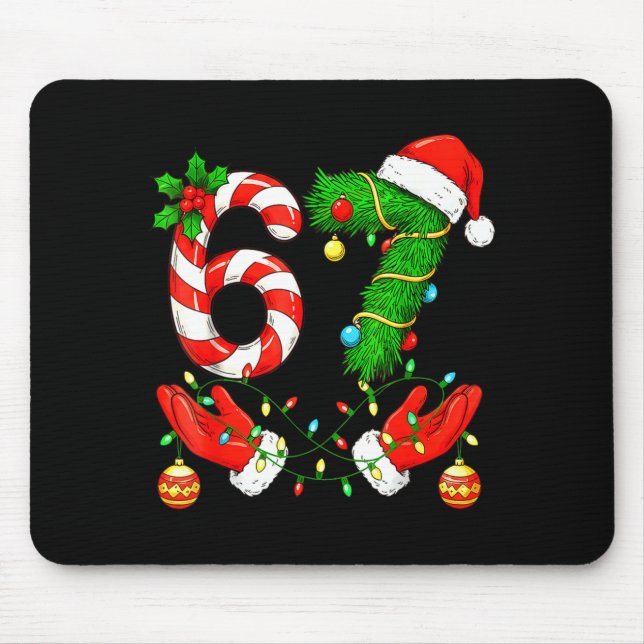 Six Seven Meme Christmas 67 Santa Funny Christmas  Mouse Mat (Front)