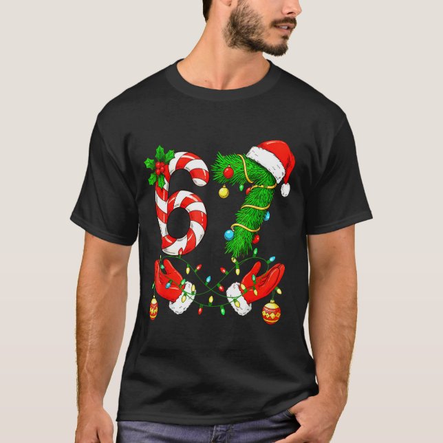 Six Seven Meme Christmas 67 Santa Funny Christmas  T-Shirt (Front)