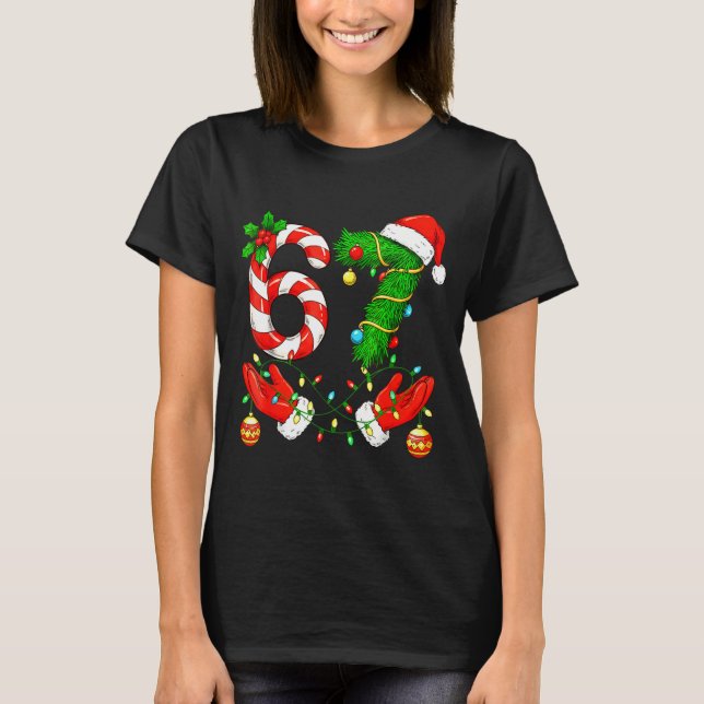 Six Seven Meme Christmas 67 Santa Funny Christmas  T-Shirt (Front)