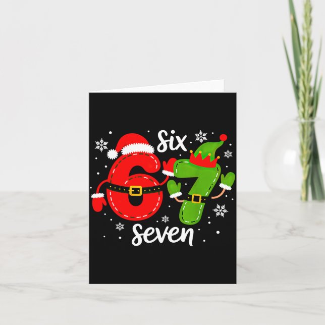 Six Seven Meme Christmas 67 Xmas  Card (Front)