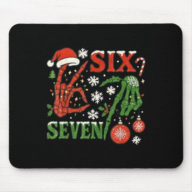 Six Seven Meme Christmas 6-7 Christmas Skeleton Ha Mouse Mat (Front)