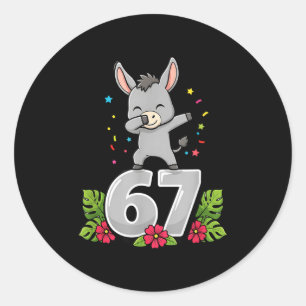 Six Seven Meme Dabbing Baby 67 Funny Gen Z Apha  Classic Round Sticker