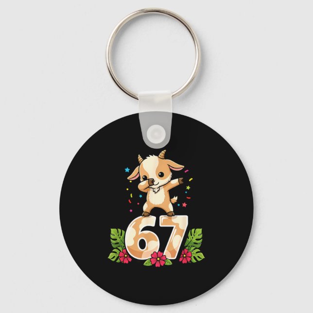 Six Seven Meme Dabbing Baby Goat 67 Funny Gen Z Ap Key Ring (Front)
