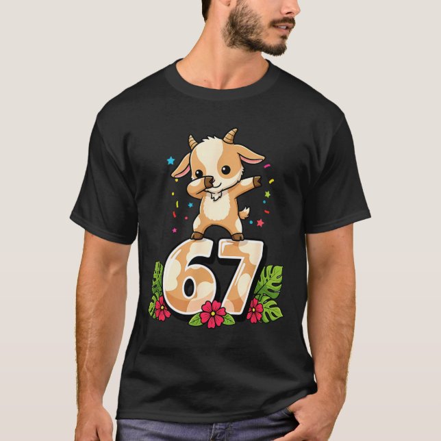 Six Seven Meme Dabbing Baby Goat 67 Funny Gen Z Ap T-Shirt (Front)