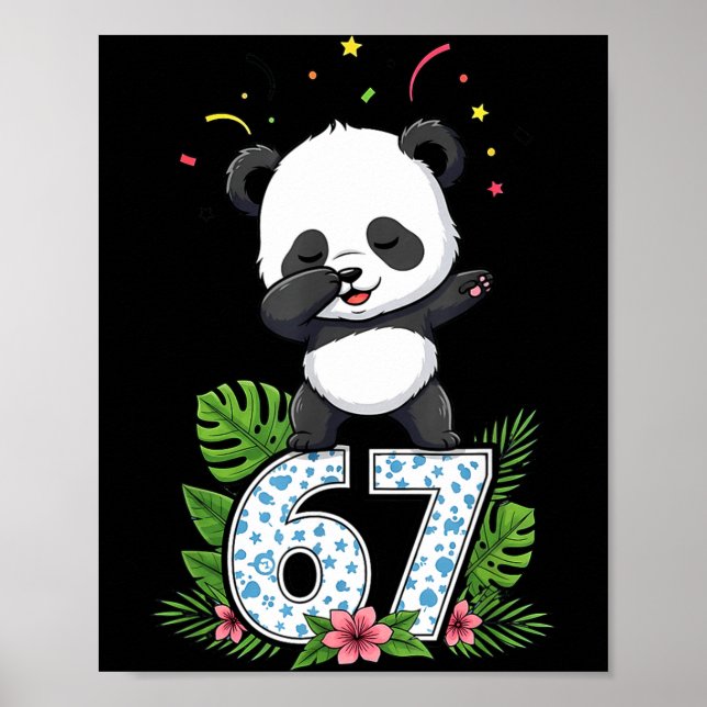 Six Seven Meme Dabbing Baby Panda 67 Funny Gen Z A Poster (Front)