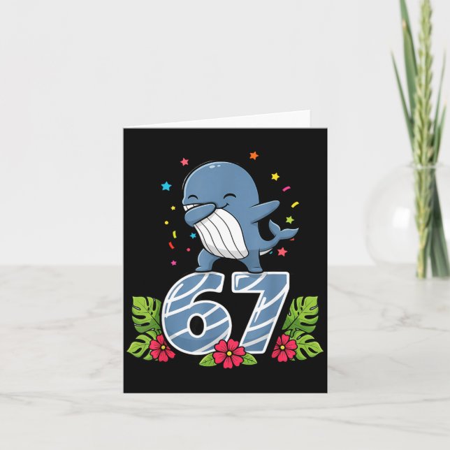 Six Seven Meme Dabbing Baby Whale 67 Funny Gen Z A Card (Front)