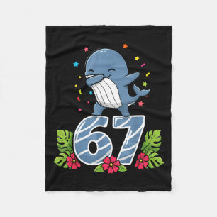 Six Seven Meme Dabbing Baby Whale 67 Funny Gen Z A Fleece Blanket
