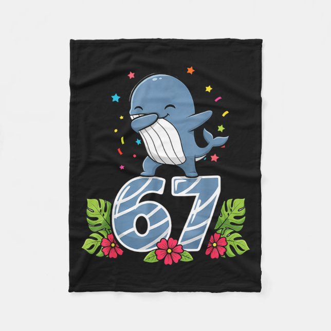 Six Seven Meme Dabbing Baby Whale 67 Funny Gen Z A Fleece Blanket (Front)
