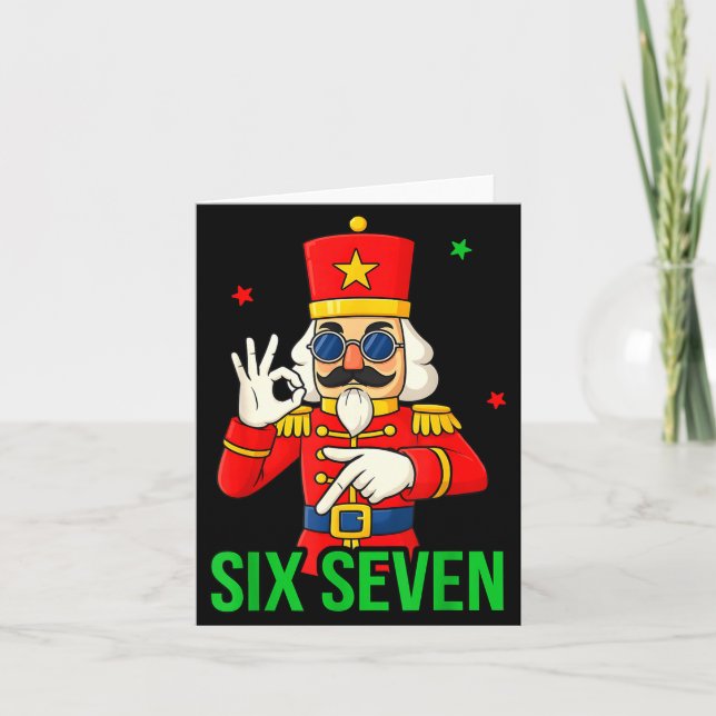 Six Seven Meme Funny Holiday Toy Soldier  Card (Front)