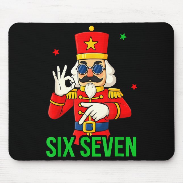 Six Seven Meme Funny Holiday Toy Soldier  Mouse Mat (Front)