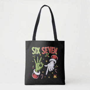 Six Seven Meme Funny Mean Guy Christmas Viral 6 7 Tote Bag