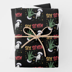 Six Seven Meme Funny Mean Guy Christmas Viral 6 7 Wrapping Paper Sheet