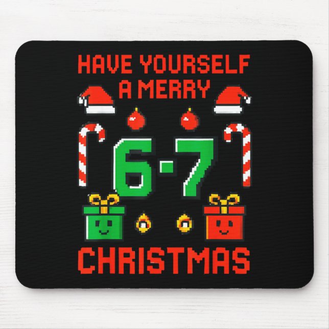 Six seven meme funny merry 67 christmas xmas mouse mat (Front)