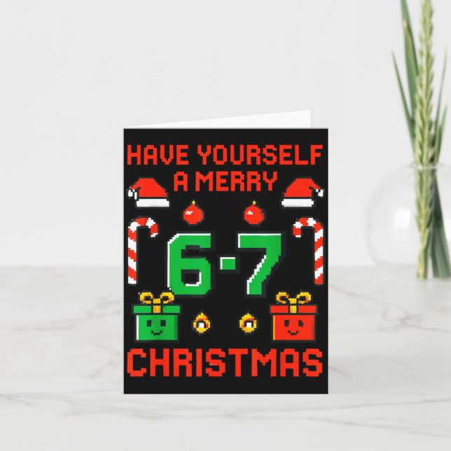 Six Seven Meme Funny Merry 67 Christmas Xmas Pajam Card (Front)