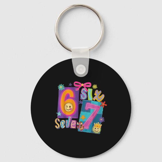 Six Seven Meme Number 67 Player Or 67th Birthday G Key Ring (Front)