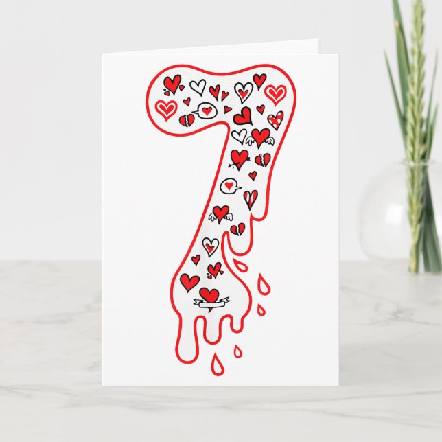 Six Seven Meme Number 7 Couples Matching Valentine Card (Front)