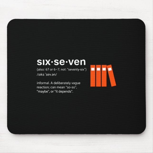 Six Seven Meme Reading Book Lover 6-7 Funny 67 Def Mouse Mat (Front)