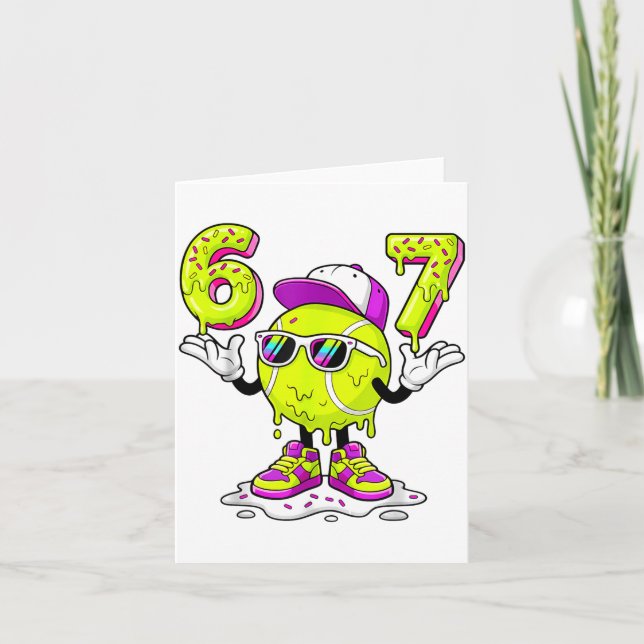 Six Seven Meme Tennis Ice Cream Drip 67 For Kids B Card (Front)
