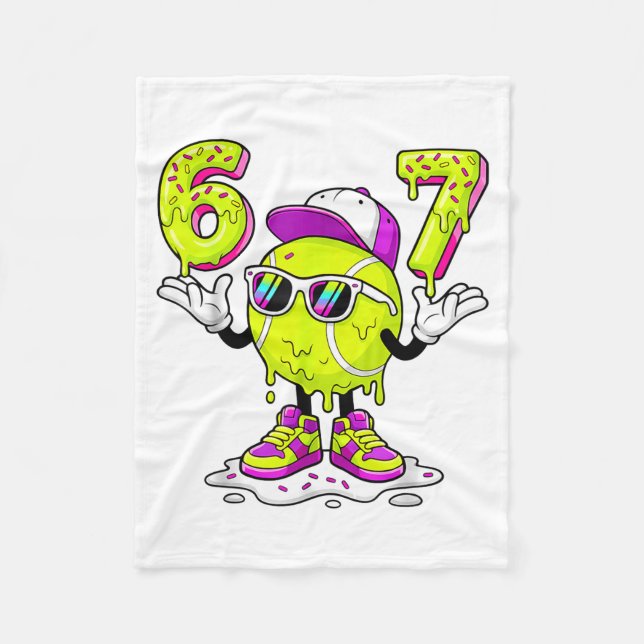 Six Seven Meme Tennis Ice Cream Drip 67 For Kids B Fleece Blanket (Front)