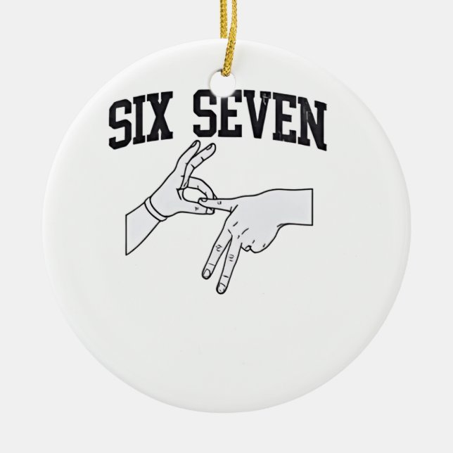 Six Seven Meme Viral 67 Mason Sign Language    Ceramic Tree Decoration (Front)