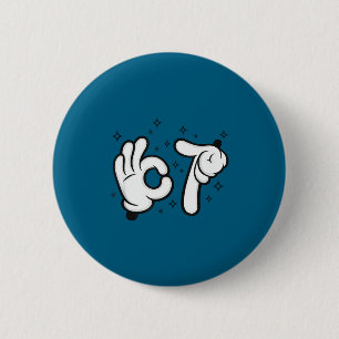 Six seven mouse kids 67 boys youth 6-7 meme hands 6 cm round badge