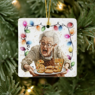 Six Seven On Grannie's Cookie Plate Christmas Ceramic Ornament
