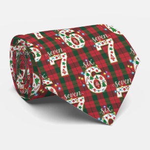 Six Seven Plaid Funny Xmas Lights 67 Christmas Tie