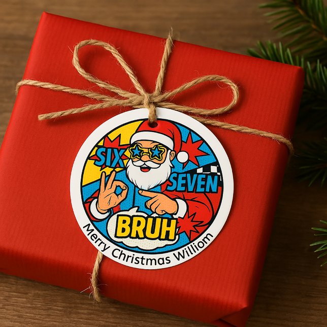 Six Seven— Pop-Art Santa Personalized Gift Tag (Creator Uploaded)