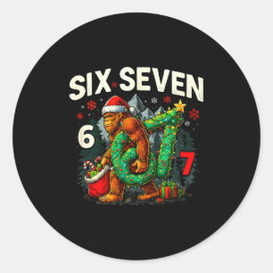 Six Seven Santa Bigfoot Christmas Sasquatch 67 Fun Classic Round Sticker