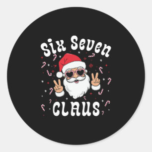 Six Seven Santa Claus Funny 67 Christmas Meme Boys Classic Round Sticker