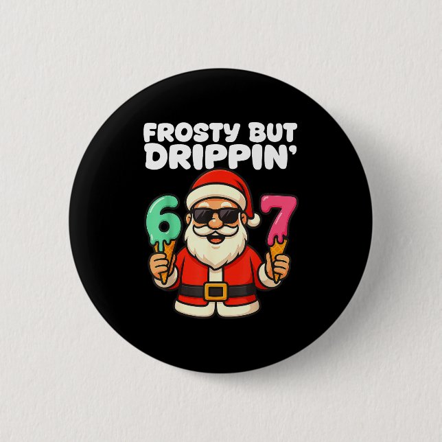 Six Seven Santa Santa Sungles Ice Cream Christmas  6 Cm Round Badge (Front)