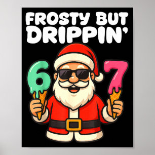 Six Seven Santa Santa Sungles Ice Cream Christmas Poster